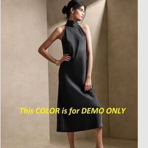 Banana Republic High Collared Dress - Petite Large - Dark Charcoal- NWT